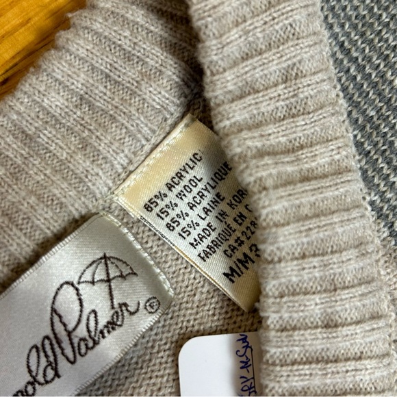 Arnold Palmer Grey and Blue Vertical Striped Sweater - Picture 6 of 6